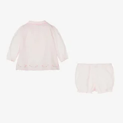Pink Cotton Baby Shorts Set