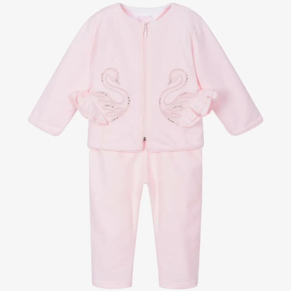 Pink Cotton Baby Trouser Set