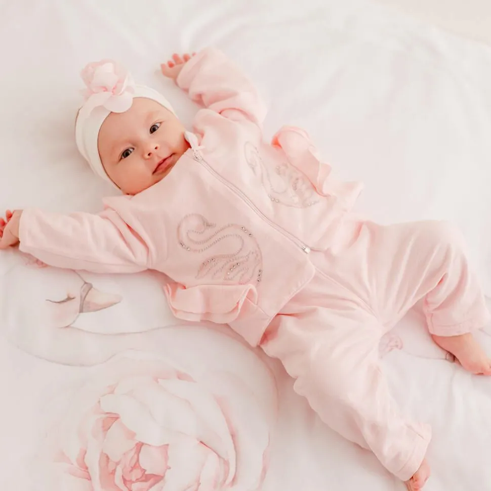 Pink Cotton Baby Trouser Set