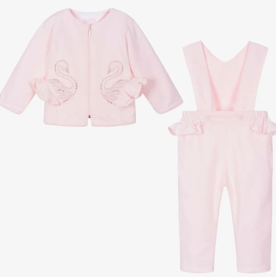 Pink Cotton Baby Trouser Set