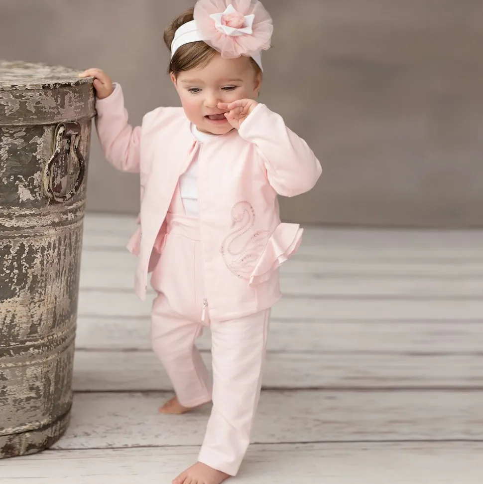 Pink Cotton Baby Trouser Set