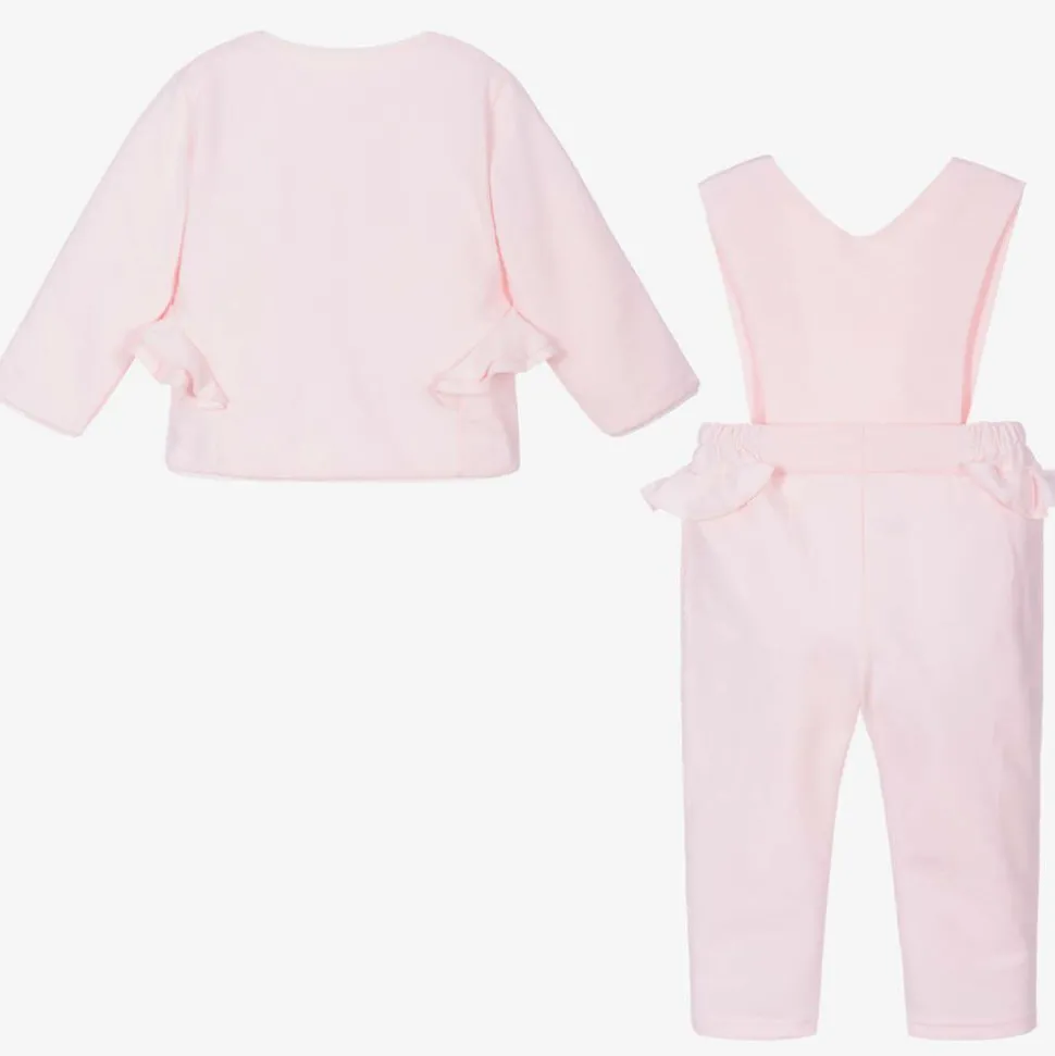 Pink Cotton Baby Trouser Set