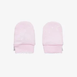 Pink Cotton Crescent Moonlight Scratch Mittens