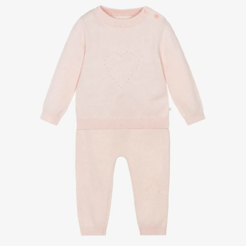 Pink Cotton Knit Trouser Set