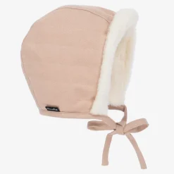 Pink Faux Shearling Winter Bonnet