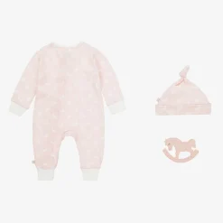 Pink Hare Print Cotton Babysuit Set