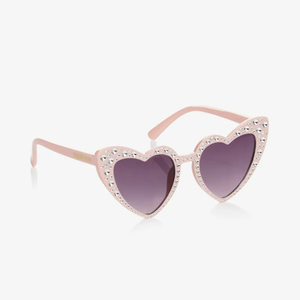 Pink Heart Diamanté Sunglasses (UV400)