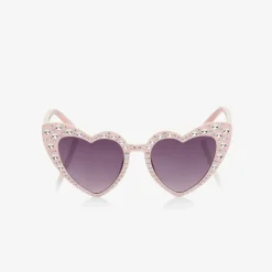 Pink Heart Diamanté Sunglasses (UV400)