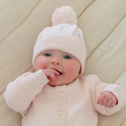 Pink Knitted Pom-Pom Hat