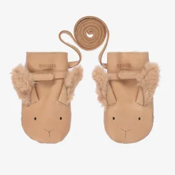 Pink Leather & Faux Fur Bunny Mittens