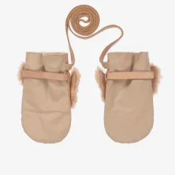 Pink Leather & Faux Fur Bunny Mittens