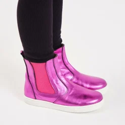 Pink Leather Ankle Boots