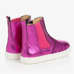 Pink Leather Ankle Boots