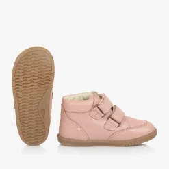 Pink Leather Velcro Boots