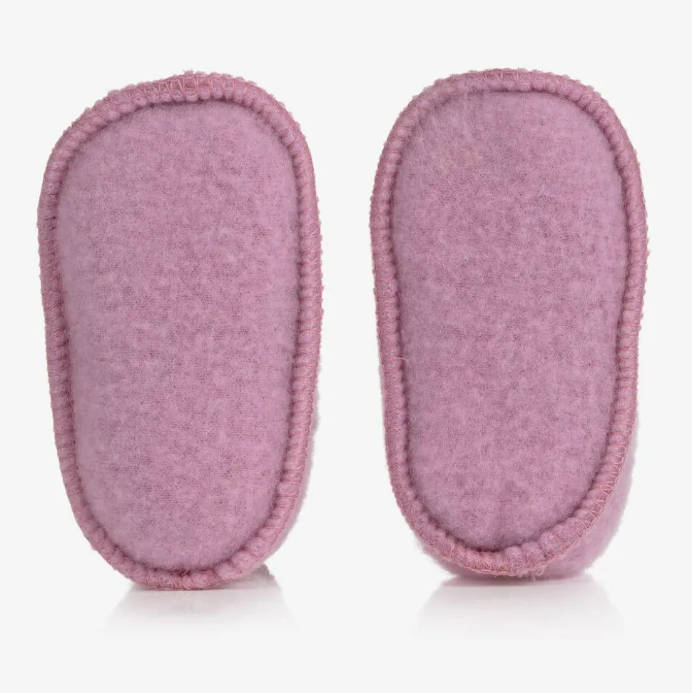 Pink Merino Wool Baby Booties