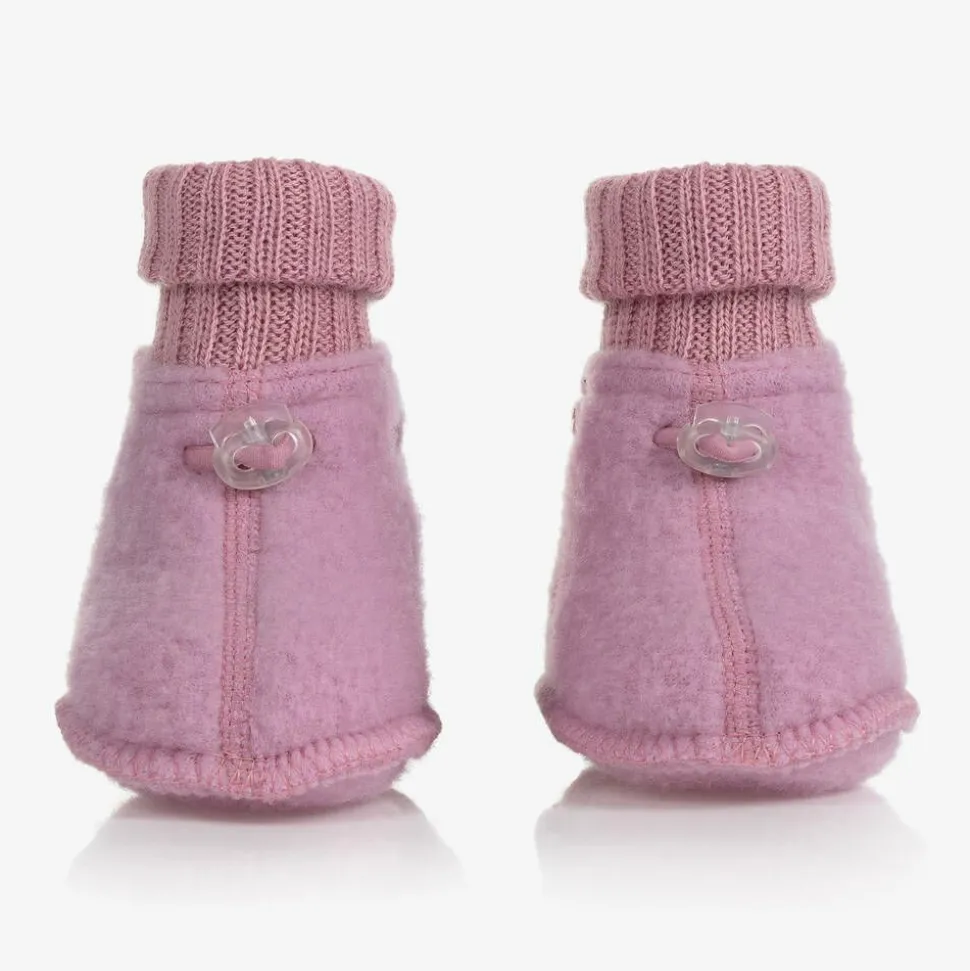 Pink Merino Wool Baby Booties