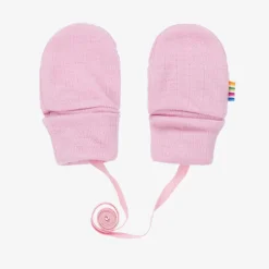 Pink Merino Wool Baby Mittens