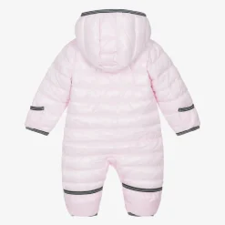 Pink Swoosh Logo Padded Baby Snowsuit