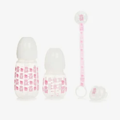 Pink Teddy Bear Bottle & Dummy Set