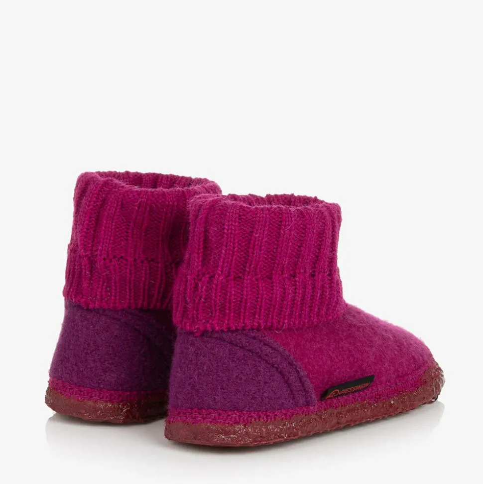 Pink Wool Boot Slippers
