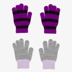 Purple & Grey Knitted Gloves (2 Pack)