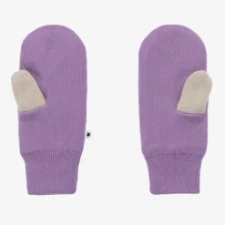 Purple Knitted Star Mittens