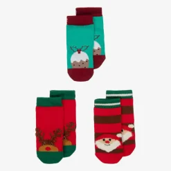 Red & Green Cotton Festive Socks (3 Pack)