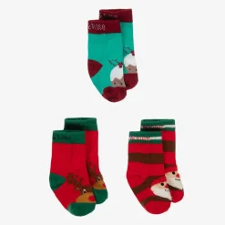 Red & Green Cotton Festive Socks (3 Pack)