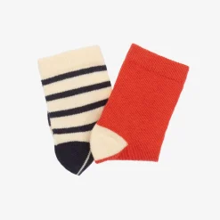 Red & Navy Blue Striped Socks (2 Pack)