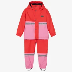 Red & Pink Waterproof Raincoat & Salopettes