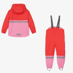 Red & Pink Waterproof Raincoat & Salopettes