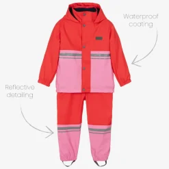 Red & Pink Waterproof Raincoat & Salopettes