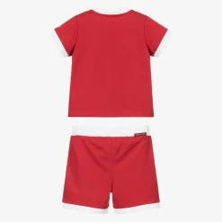 Red Cotton Shorts Set