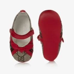 Red GG Ballerina Baby Pumps