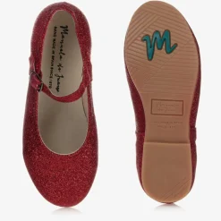 Red Glitter Leather Shoes