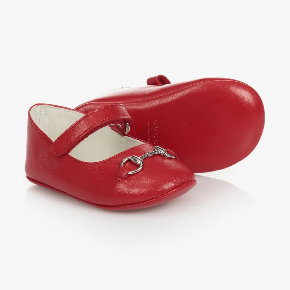 Red Leather Ballerina Shoes