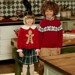 Red Merino Wool Gingerbread Sweater