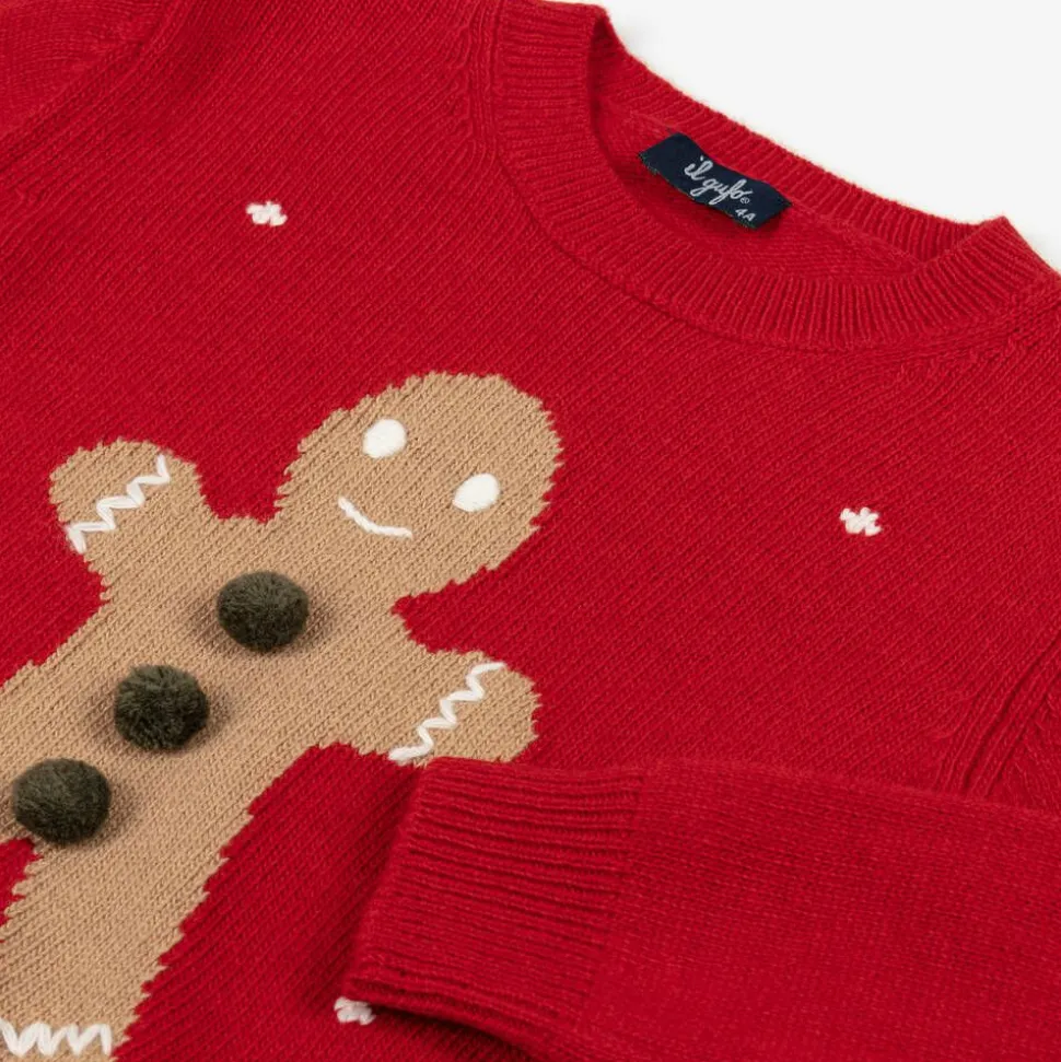Red Merino Wool Gingerbread Sweater