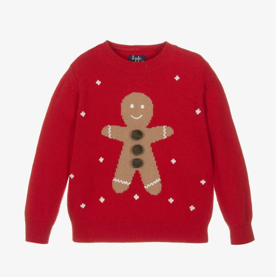 Red Merino Wool Gingerbread Sweater