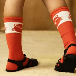Red Organic Cotton Cats Socks