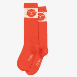 Red Organic Cotton Cats Socks