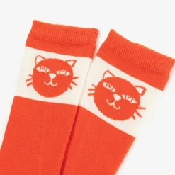 Red Organic Cotton Cats Socks