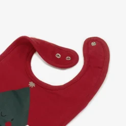Red Organic Cotton Festive Motif Bib