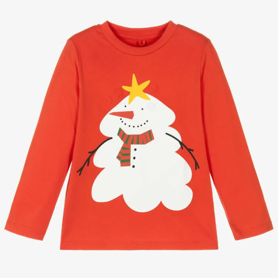 Red Organic Cotton Snowman Top