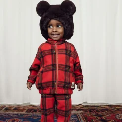 Red Tartan Check Zip-Up Fleece Top