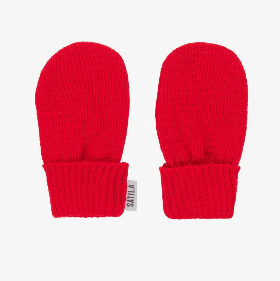Red Trixie Knitted Baby Mittens