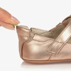 Rose Gold Leather Baby Shoes