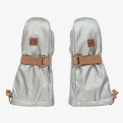 Silver Faux Leather Mittens