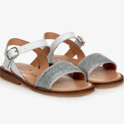 Silver Glitter Leather Sandals