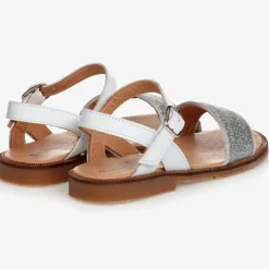 Silver Glitter Leather Sandals
